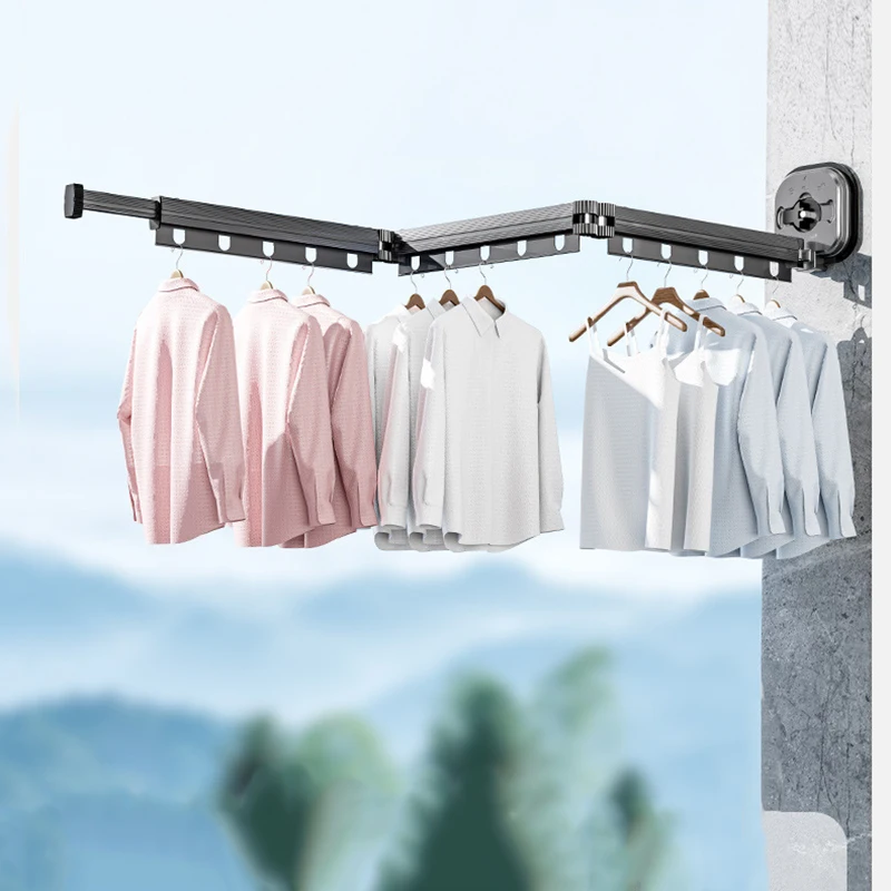 Suction Wall Mount Folding Clothes Drying Rack Retractable Clothes Drying Rack No Punching Laundry Rack Travel Portable Hangers