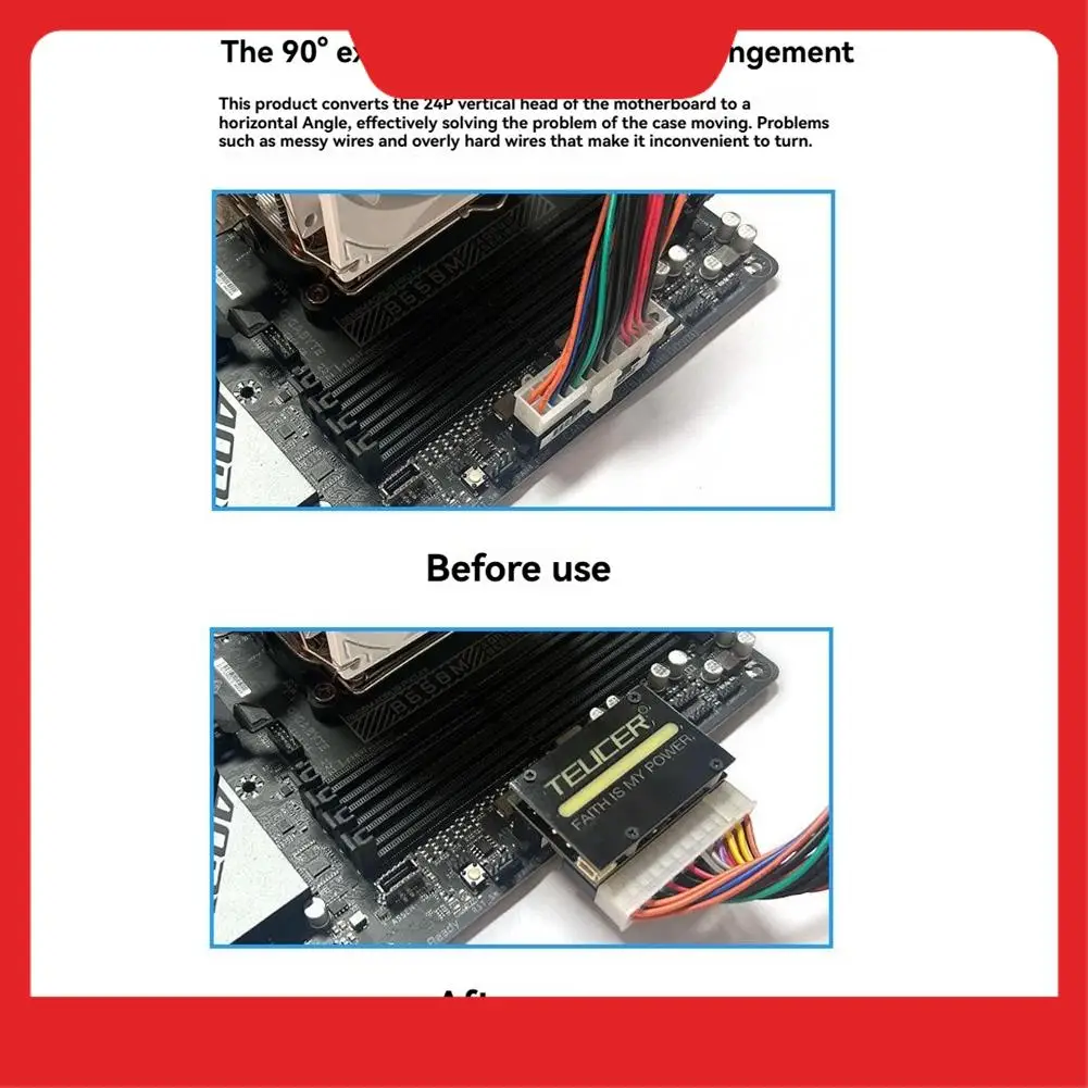 TEUCER ATX 24Pin RGB Adapter 24Pin ATX Adapter For 24Pln Motherboard Power Supply