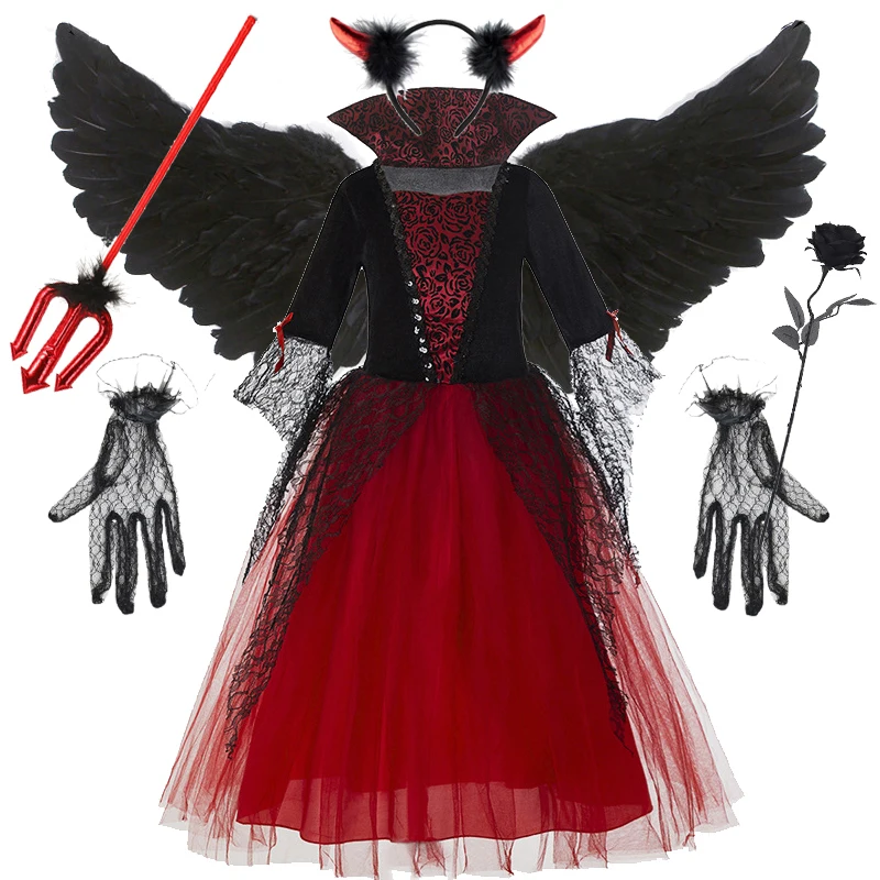 فستان الهالوين للفتيات التنكري لمصاصي الدماء للأطفال زي شبح العروس مصاص الدماء للأولاد والبنات ملابس قوطية هدايا حفلات الكرنفال