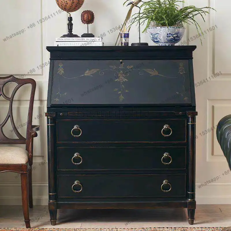 jj5 American retro solid wood light luxury storage chest of drawers French bedroom multi-functional dresser