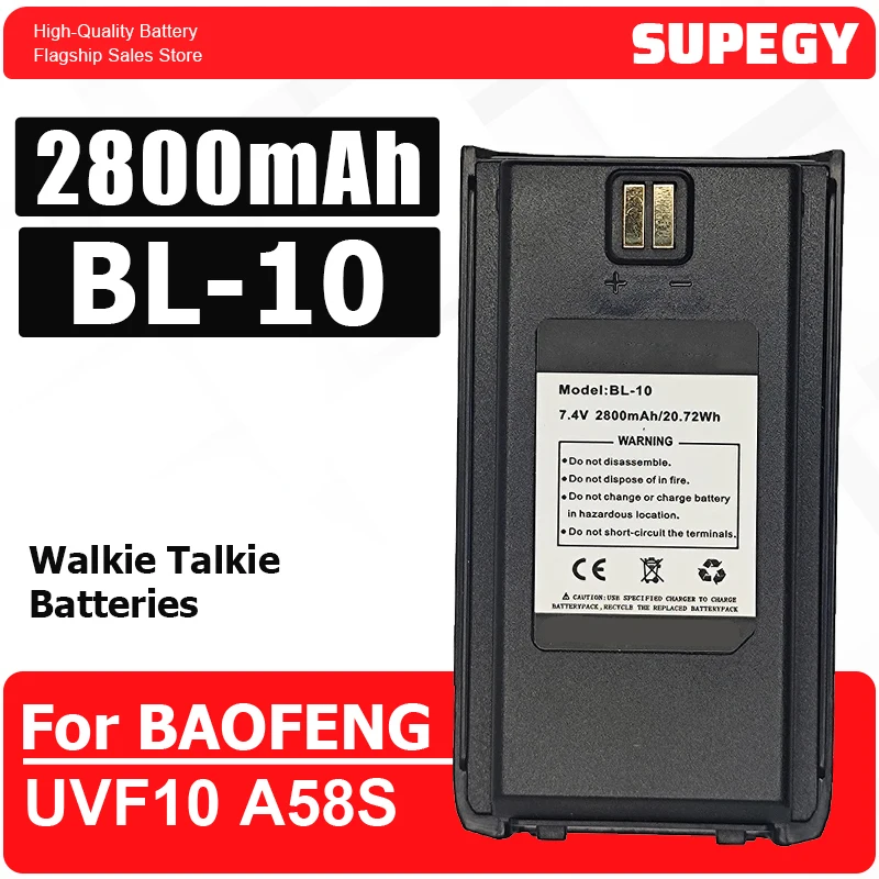Walkie Talkie A58S Battery Updated BF UVF10 Walkie Talkie Battery BL-10 tri-band 10KM long rang Powerful Two Way Radio