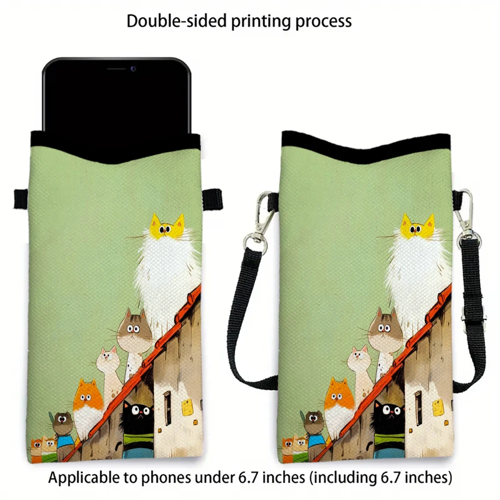 

Cartoon Kitten Fashion Mobile Phone Bag Multifunctional Crossbody Phone Bag Adjustable Strap Shoulder Bag for Women1.20