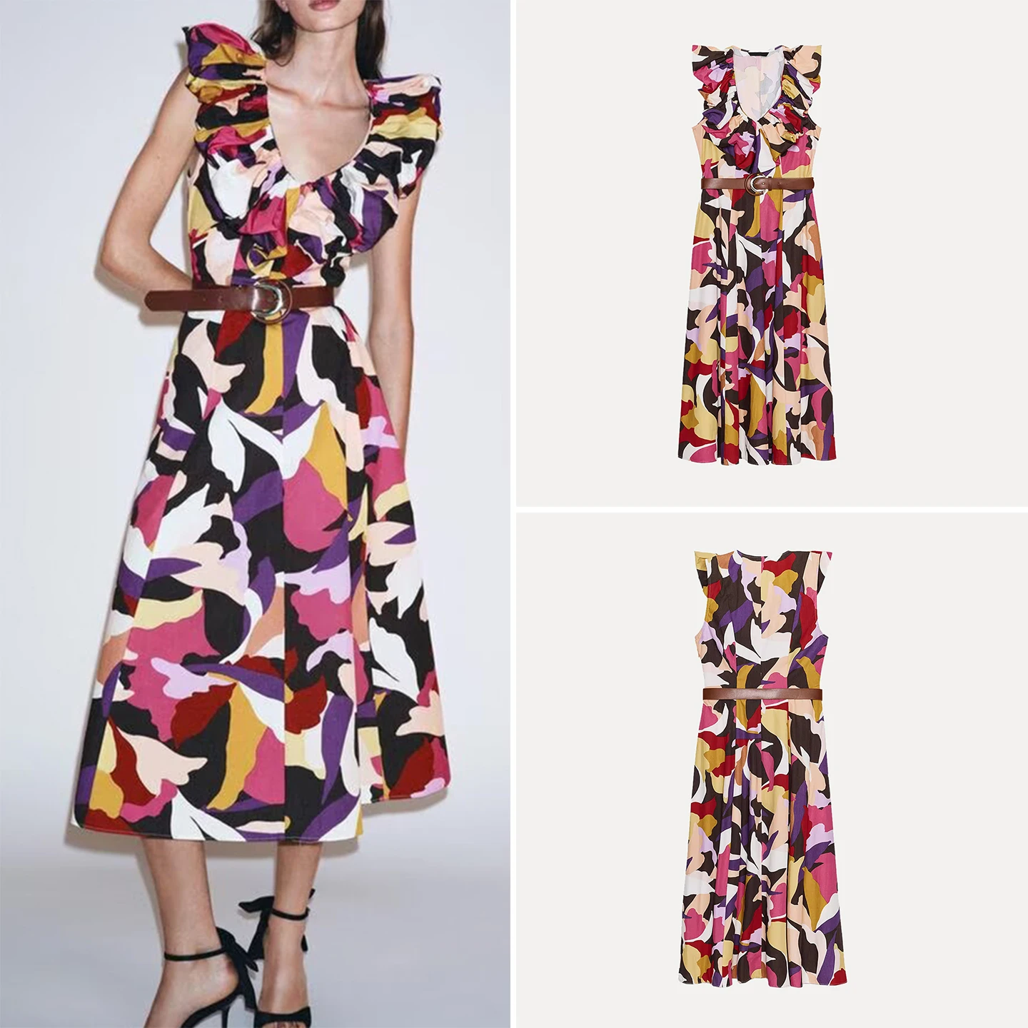 Z Faionable Gedrukt Midi Dr Dames Polyestervezel Ademend Comfortabel Stand Fit Casual Zomer Dr