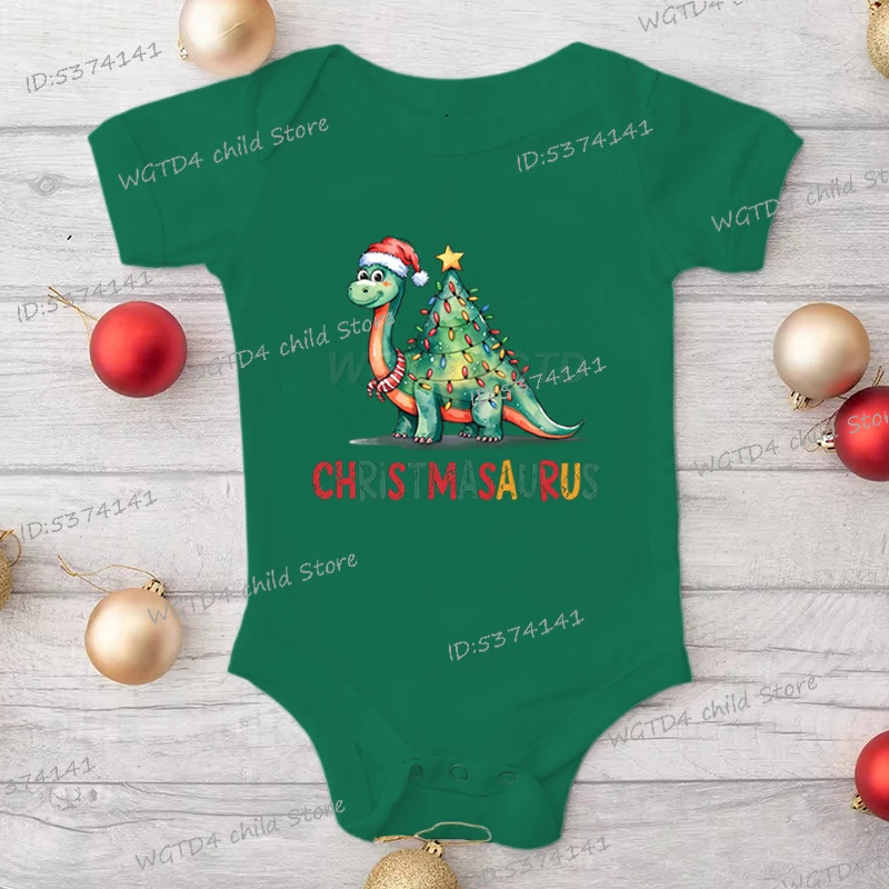 لطيف عيد الميلاد ديناصور الرضع جمبسوت من القطن مضحك أضواء عيد الميلاد الأشجار الكرتون الطفل رومبير هدايا حفلة عيد الميلاد ملابس الطفل #3