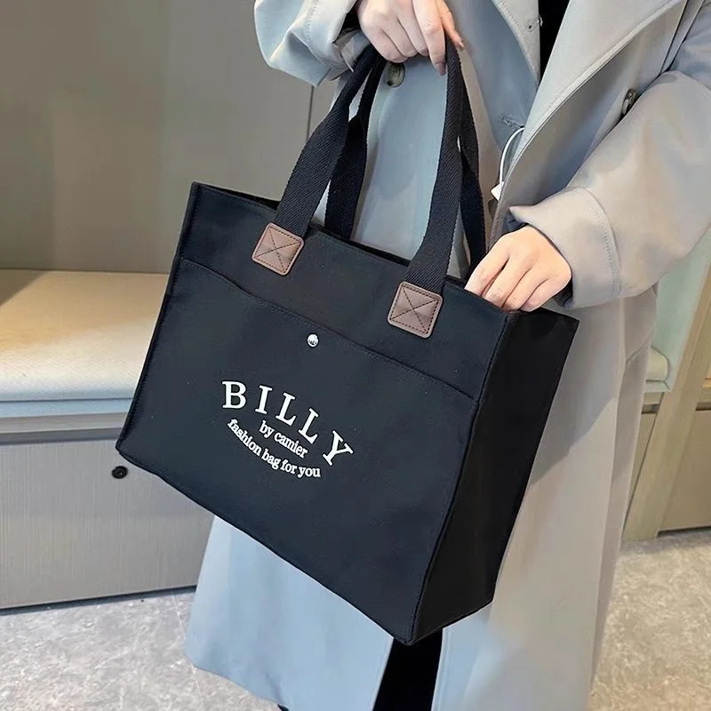 Korean Style Women Canvas Shoulder Bag Lettering High Quality Casual Handbag Tote Large Capacity Luxury Designer Shopping Bag