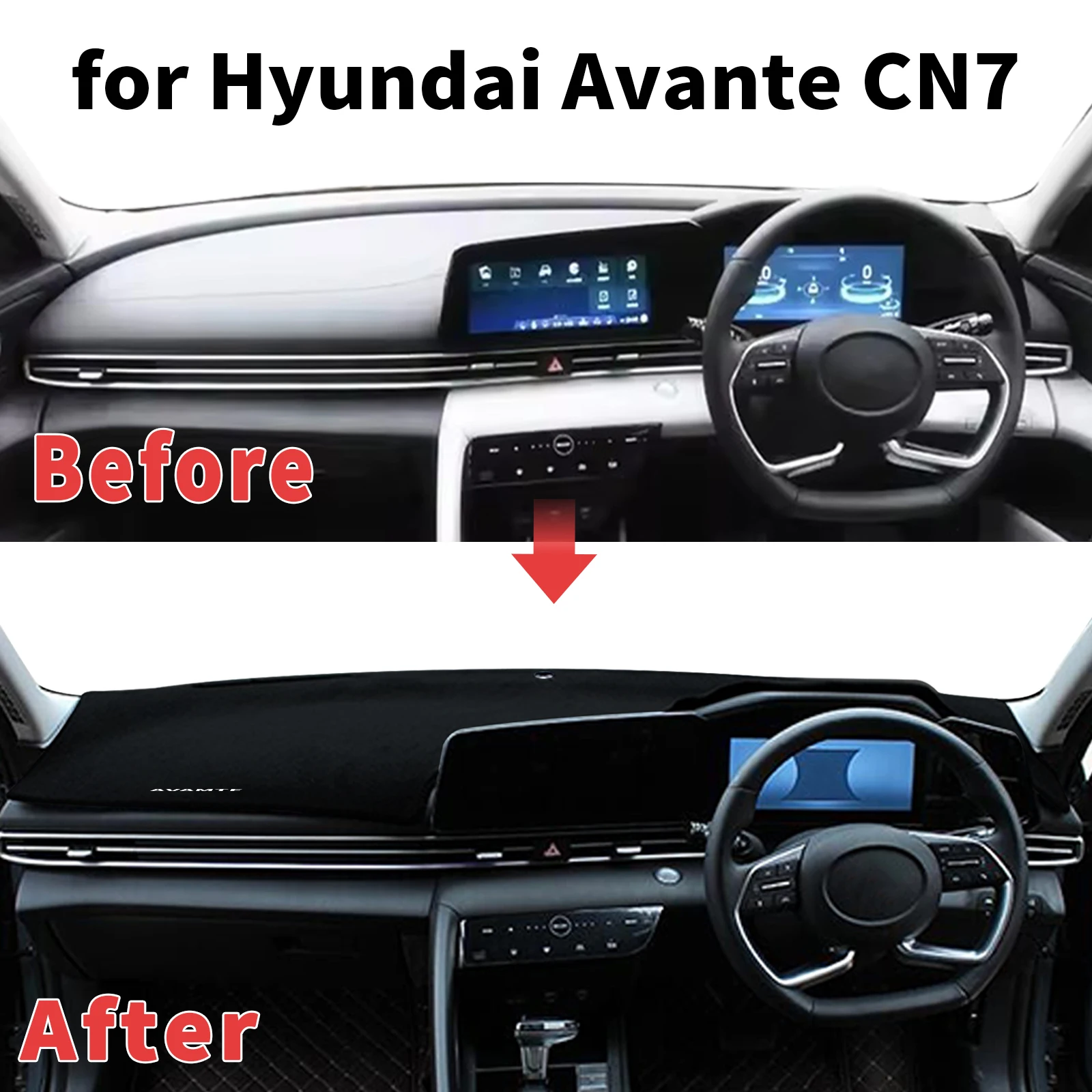 for Hyundai Avante CN7 Dashboard Cover Sun Shade Protector Dashmat Anti-Glare UV Block Carpet Mat Automotive Dash Mat