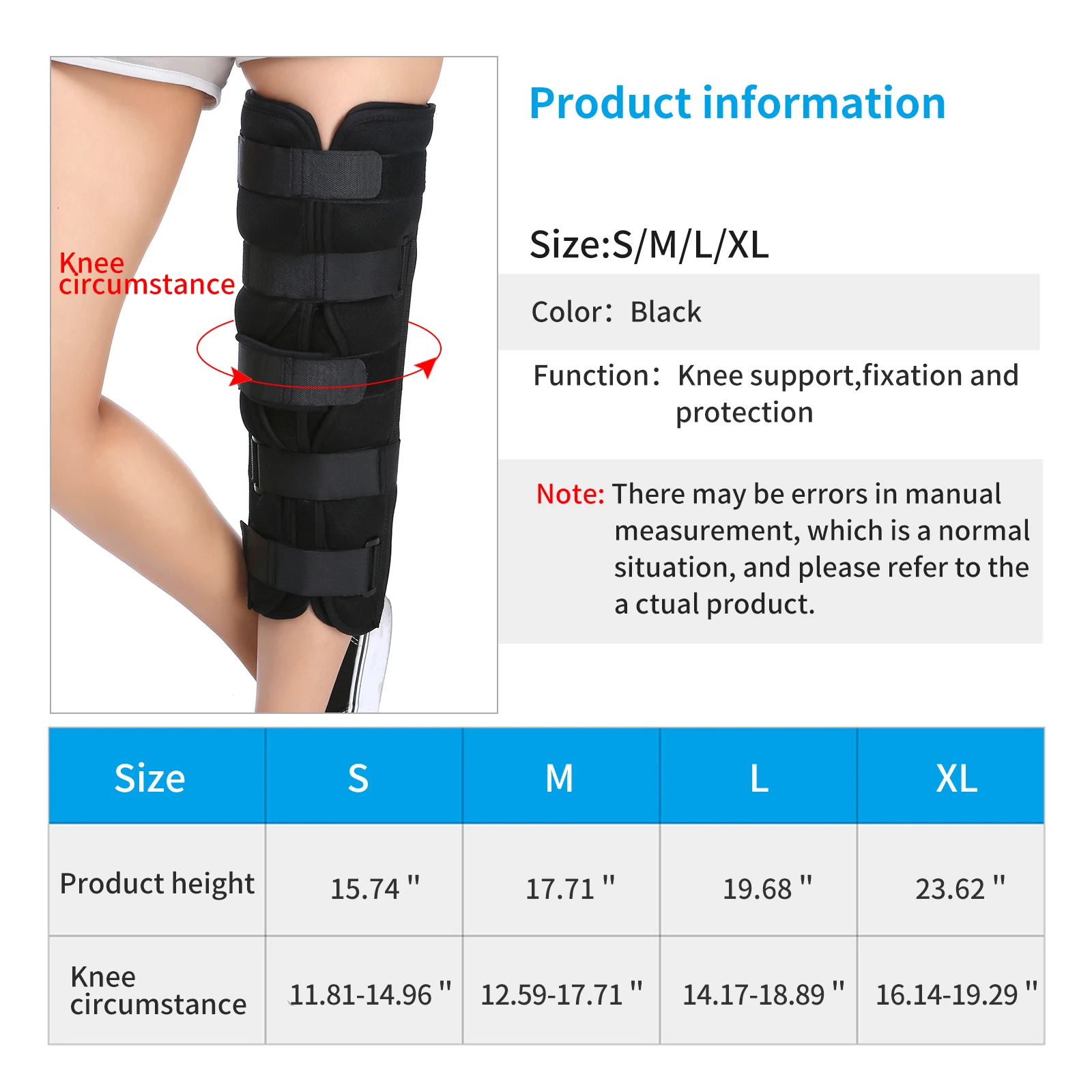 GHORTHOUD Knee Brace Protector Fracture Adjustable Splint Support Strap Knee Immobilizer Postoperative Recovery for Leg Lnjuries