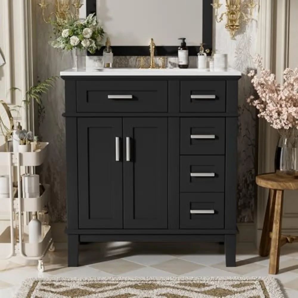 Bathroom Vanity with Ceramic Sink, 30