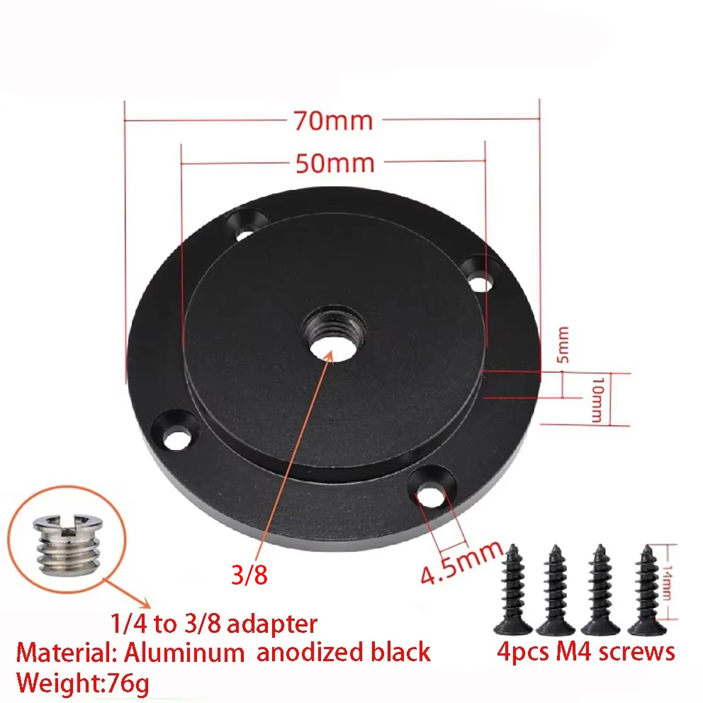 

Aluminum alloy flange tripod accessory with 1/4 to 3/8 disc outdoor camping pizza plate connector，3/8 hole plate w/ 1/4" to 3/8"
