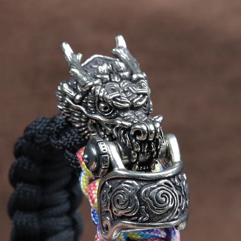 Dragon Head Brass Buckle EDC Outdoor DIY Woven Paracord Survival Bracelet Supplies Accessories Retro Umbrella Rope Lanyard Beads