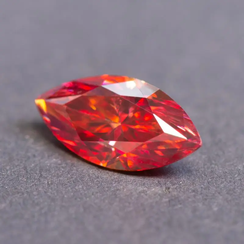 Moissanite Stone Marquise Cut Watermelon Red Color Charms Gemstone DIY Ring Necklace Earrings Main Materials with Certificate