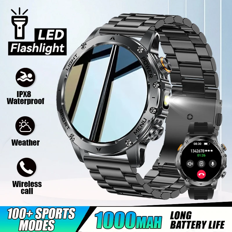 

Уличные умные часы для мужчин, 1,7-дюймовый большой экран, большая батарея 1000 мАч, определение сердечного ритма, IP68, водонепроницаемые, 5,2, Bluetooth-часы с вызовом