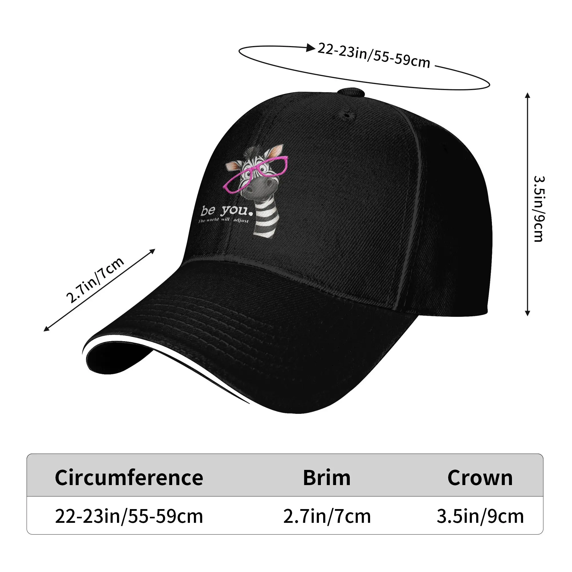 Be You The World Will Adjust Cute Lover Zebra Baseball Cap  Outdoor Gym Sun Trucker Hat Unisex Men Vintage Custom Baseball Caps