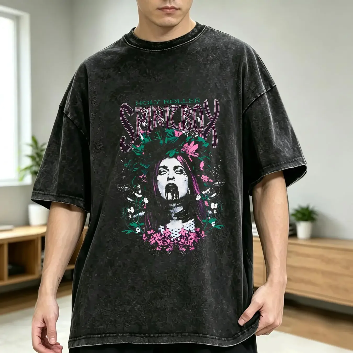 washed T Shirt Spiritbox Holy Roller Album Black All Size S To 5XL 1L292 vintage Washed Top For Everyday Wear Versatile