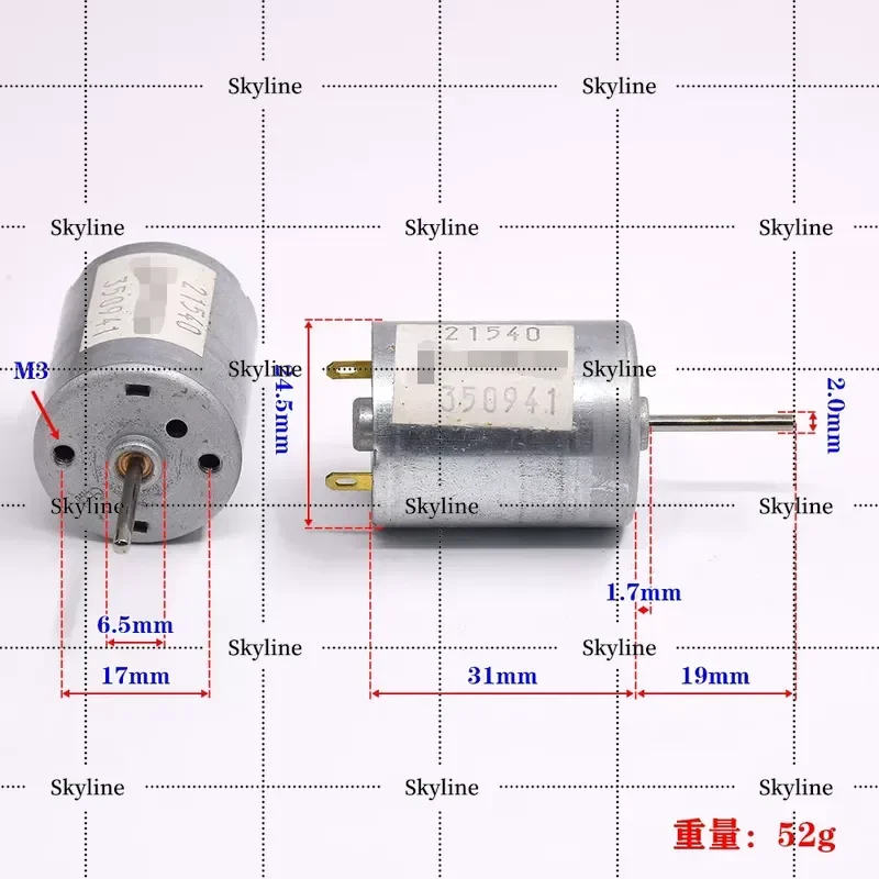 RF-370CA-12560 Long Axis Motor 12V-24V Precious Metal Brush Silent Car Door Lock Window Motor