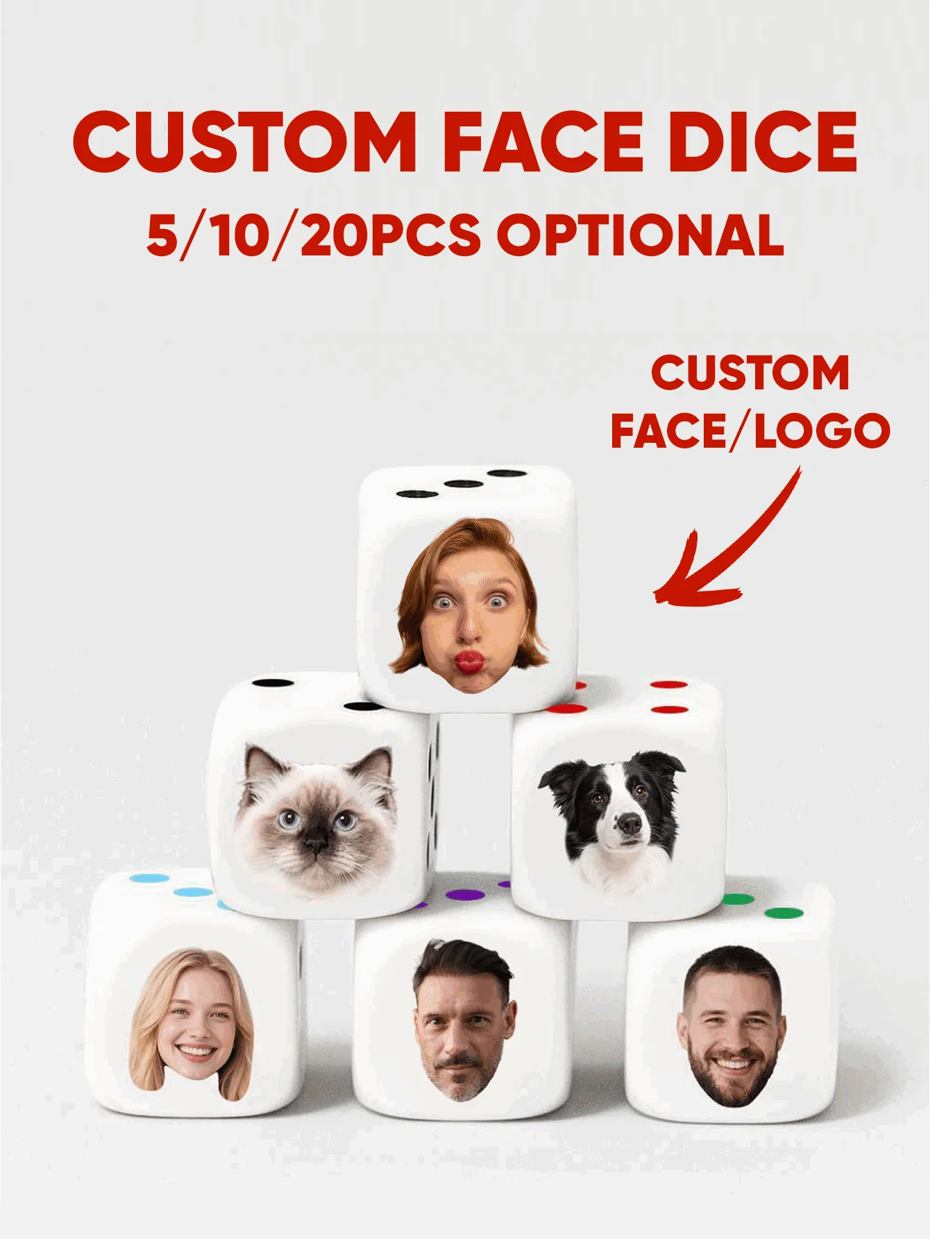 Custom Face Dice Personalized Face Dice Funny Game Dice Party Gift Wedding Favor Couple Family Friends