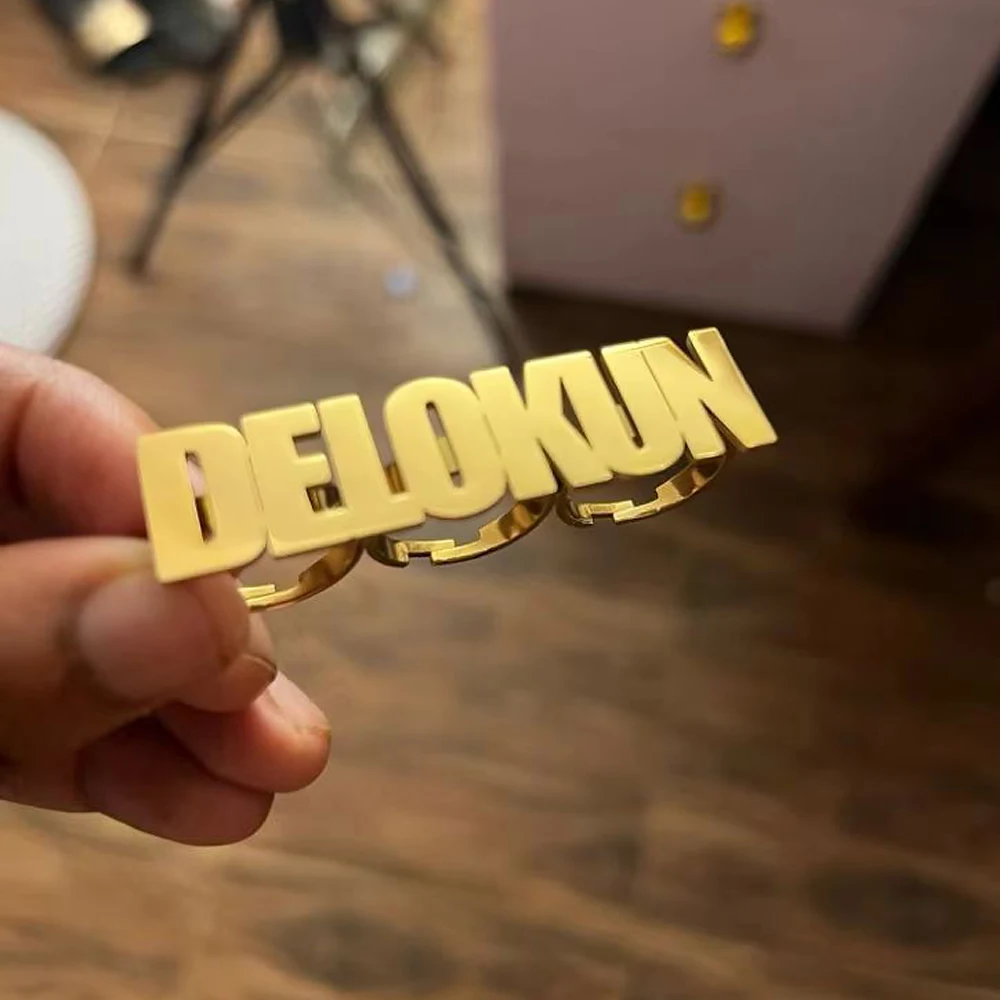 اسم مخصص خاتم المرأة الذهب المفصل الدائري قابل للتعديل كبير 3-4 البنصر مخصص مجوهرات من صلب لا يصدأ حفلة يؤرخ هدية