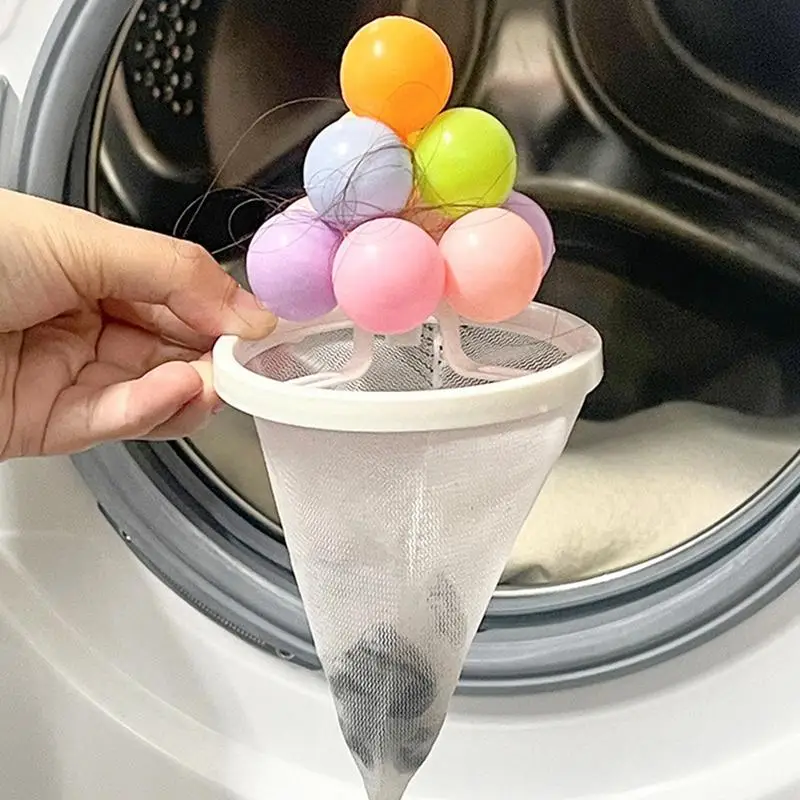 Laundry Ball Float Filter Washing Machine Float Filter Mesh Bag Hair Filter Hair Remover Colorful Hair Collector Cleaning And