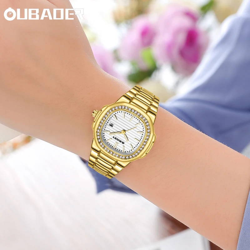 Original brand oubaoer new women's watch casual high-end women's watch square dial calendar modern quartz watch women's gift