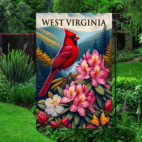 West Virginia Cardinal and Rhododendron Flower Flag Graden Flag ZZO EEZ