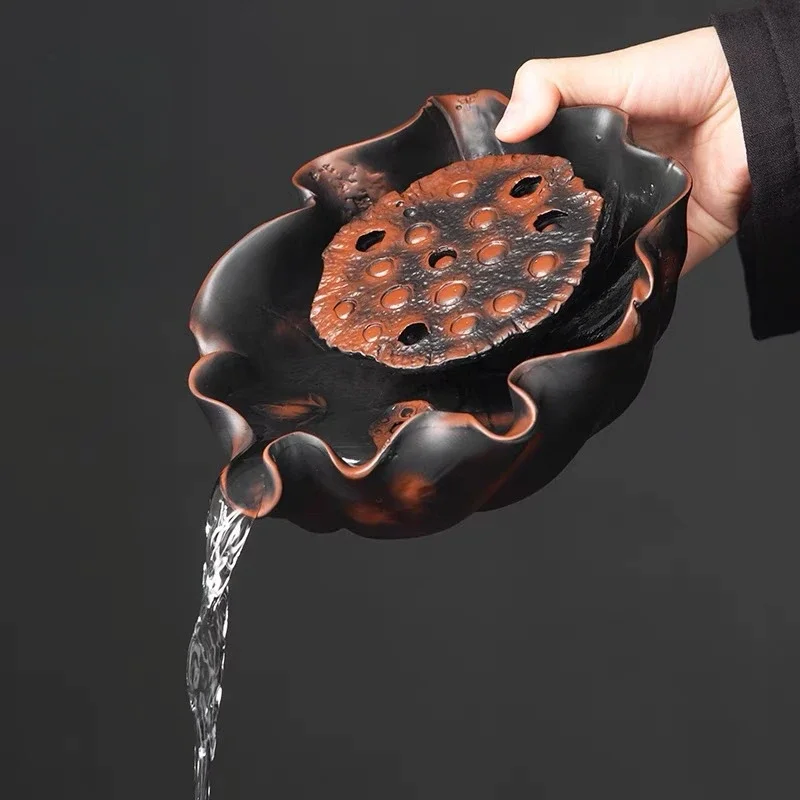 New Purple Pottery Dry Soaking Platform Household Ceramic Water Storage Tea Tray High End Purple Clay Teapot Holder