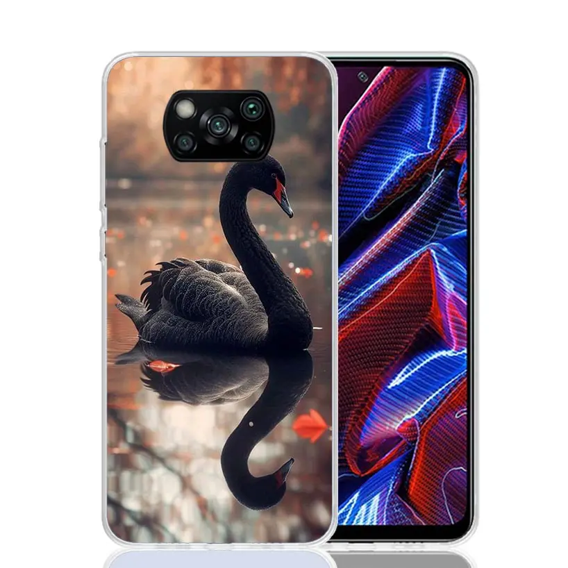 Funda de teléfono Noble cisne negro para Xiaomi Poco X6 X5 X4 X3 Nfc F6 F5 Pro F4 Gt F3 F2 F1 M5S M4 M3 arte personalizado Coque Capa