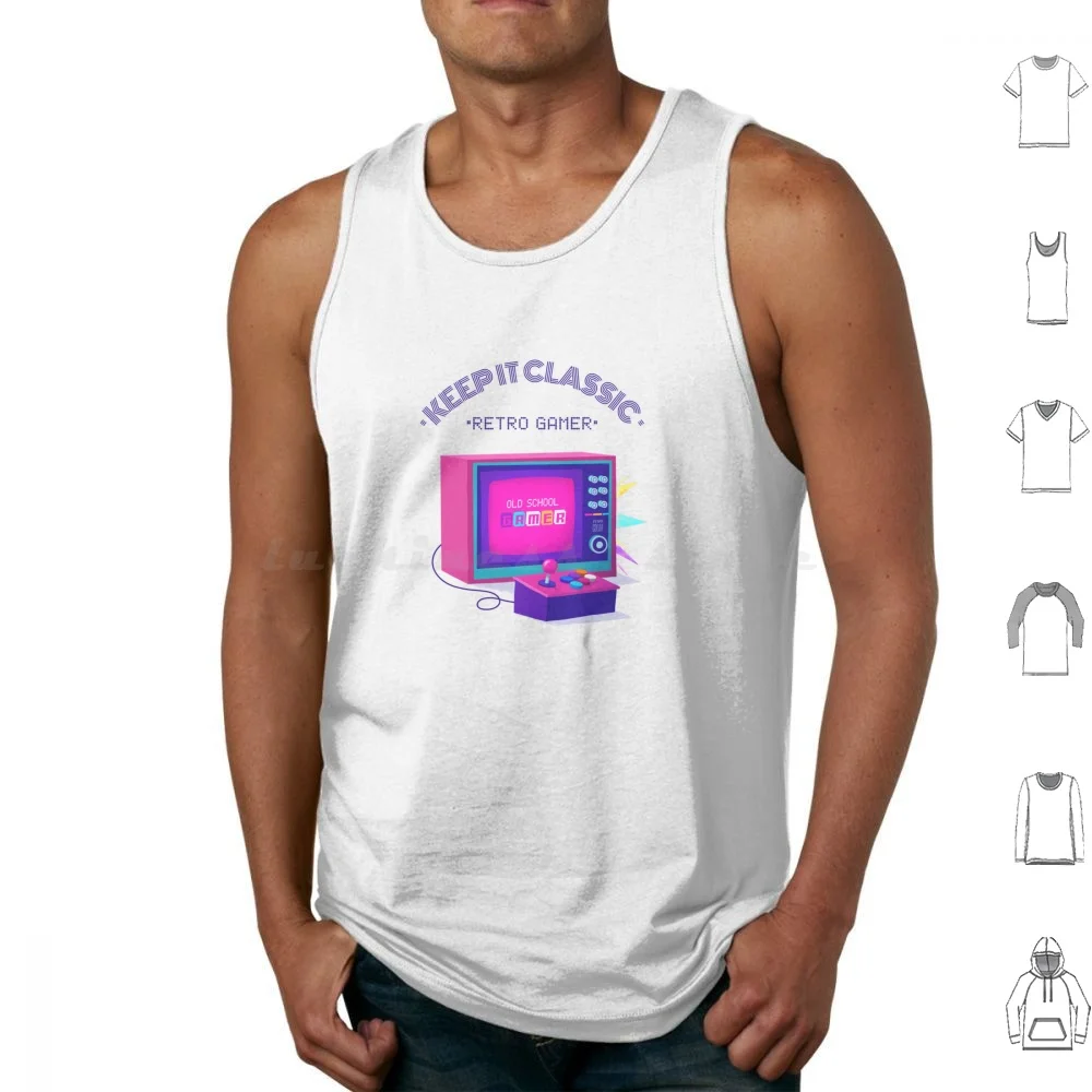 Retro Gamer Tank Tops Vest Sleeveless Gamer Retro Gaming Geek Nerd Game Games Funny Rpg Video Game Cute Geeky Pixel