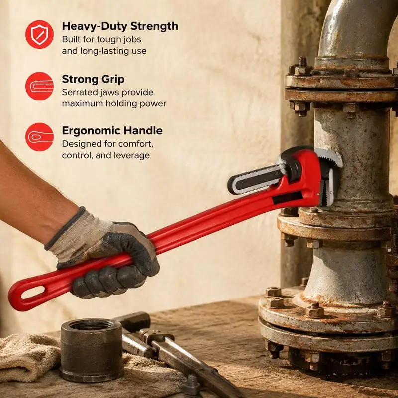 Heavy-Duty Plumbing Lever 51-Inch For Industrial Maintenance Construction Infrastructure Repair, Cast Iron Handle Hook Jaw Tool Professional Manual Torque Adjuster view 3