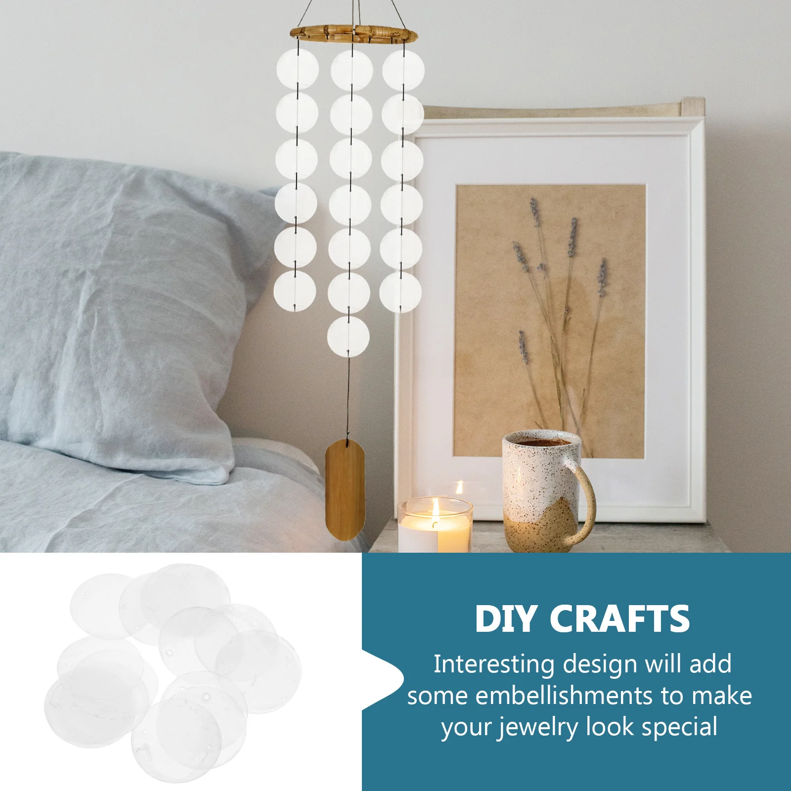 

100pcs Round Shells Pieces Natural Flat Slices For Diy Jewelry Making Wind Chime Craft Beading Supplies Pendant Decorative