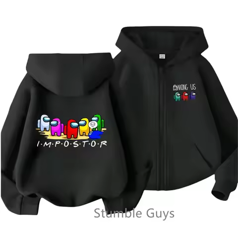 2025 Game Us Hoodie Kids Fashion Game Zipper Sweater Casual Boys Anime Marios Clothes Girls Long Sleeve Sonic Trucksuit