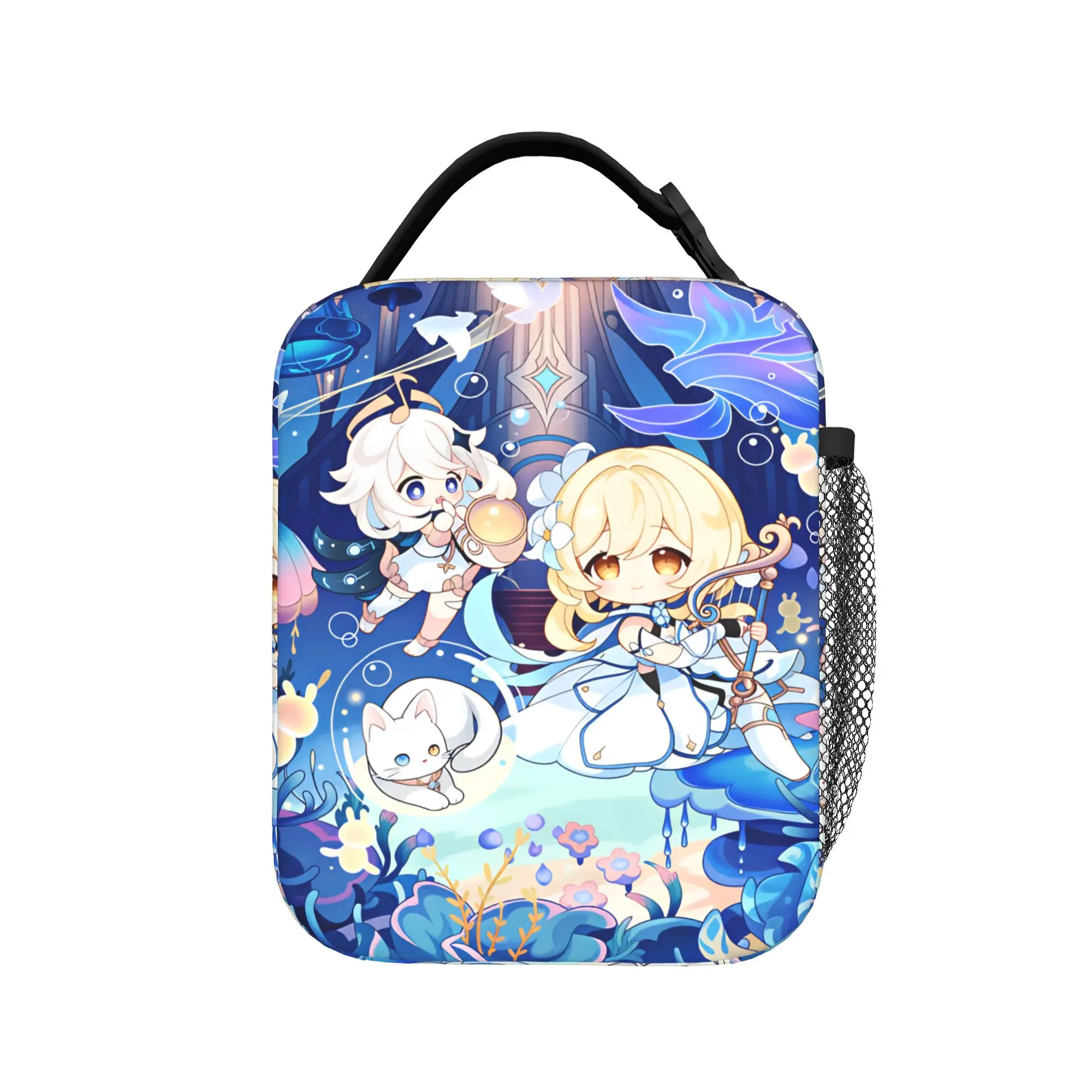 Genshin Impact Lunch Bag Game Character Casual Lunch Box Travel Portable Thermal Tote Handbags For Women Waterproof Cooler Bag