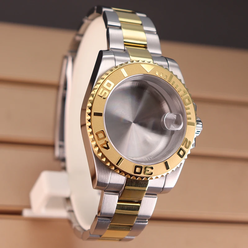 

Silver Gold 40mm Stainless Steel Watch Cases Bracelet For NH35 NH36 NH34 NH38 4R36 SUB Miyota 8215 Eta 2824 28.5mm Dial Sapphire