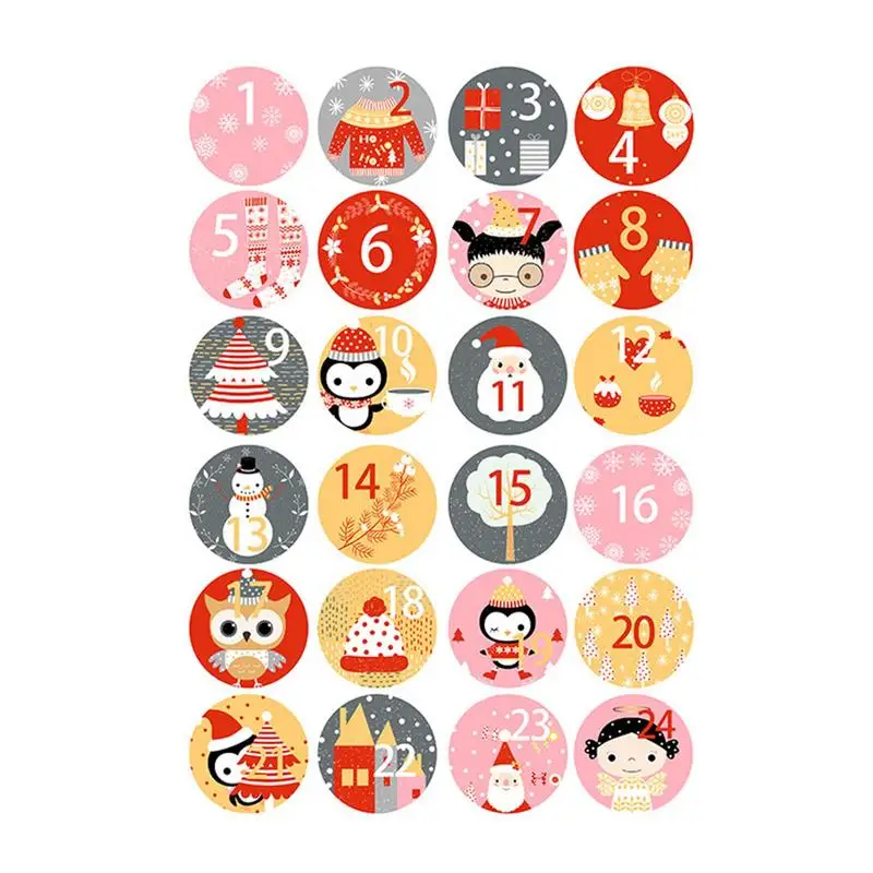 1 foglio calendario dell'avvento di natale numero adesivo biscotto caramelle regalo sigillo etichetta adesivo di carta decorazione di buon natale capodanno