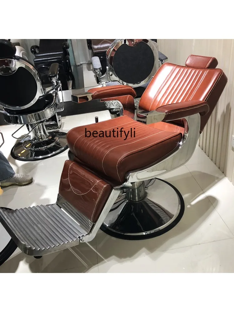 New Retro Oil Head Chair Lifting and Lowering Rotating Hair Cutting Chair Tattoo Chair Hair Care Chair Oil Head Barber Shop