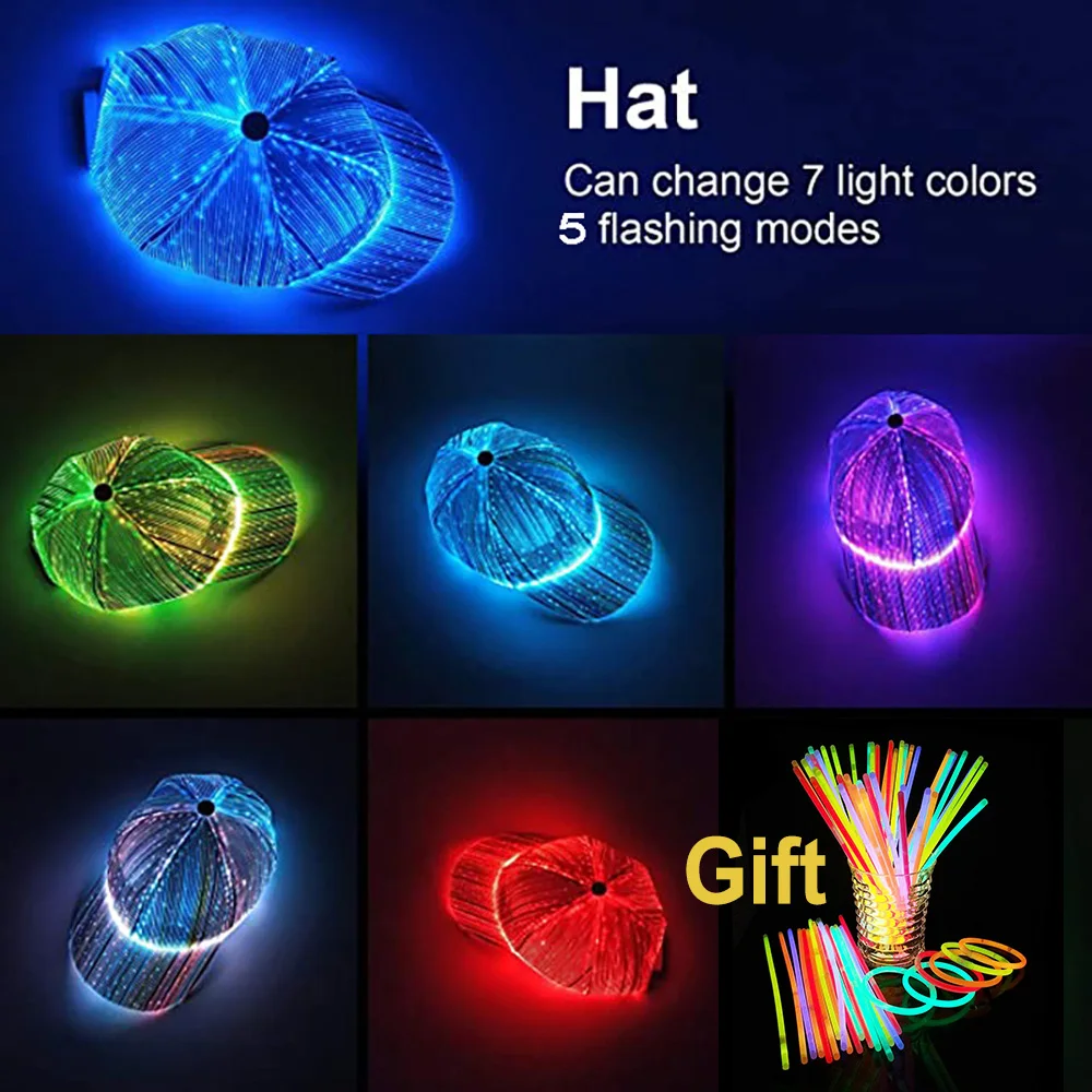 

Party Supplies Decor Party LED Fiber Optic Luminous Baseball Cap Festival Hip Hop Hat Holiday Event Christmas Costume Supplies