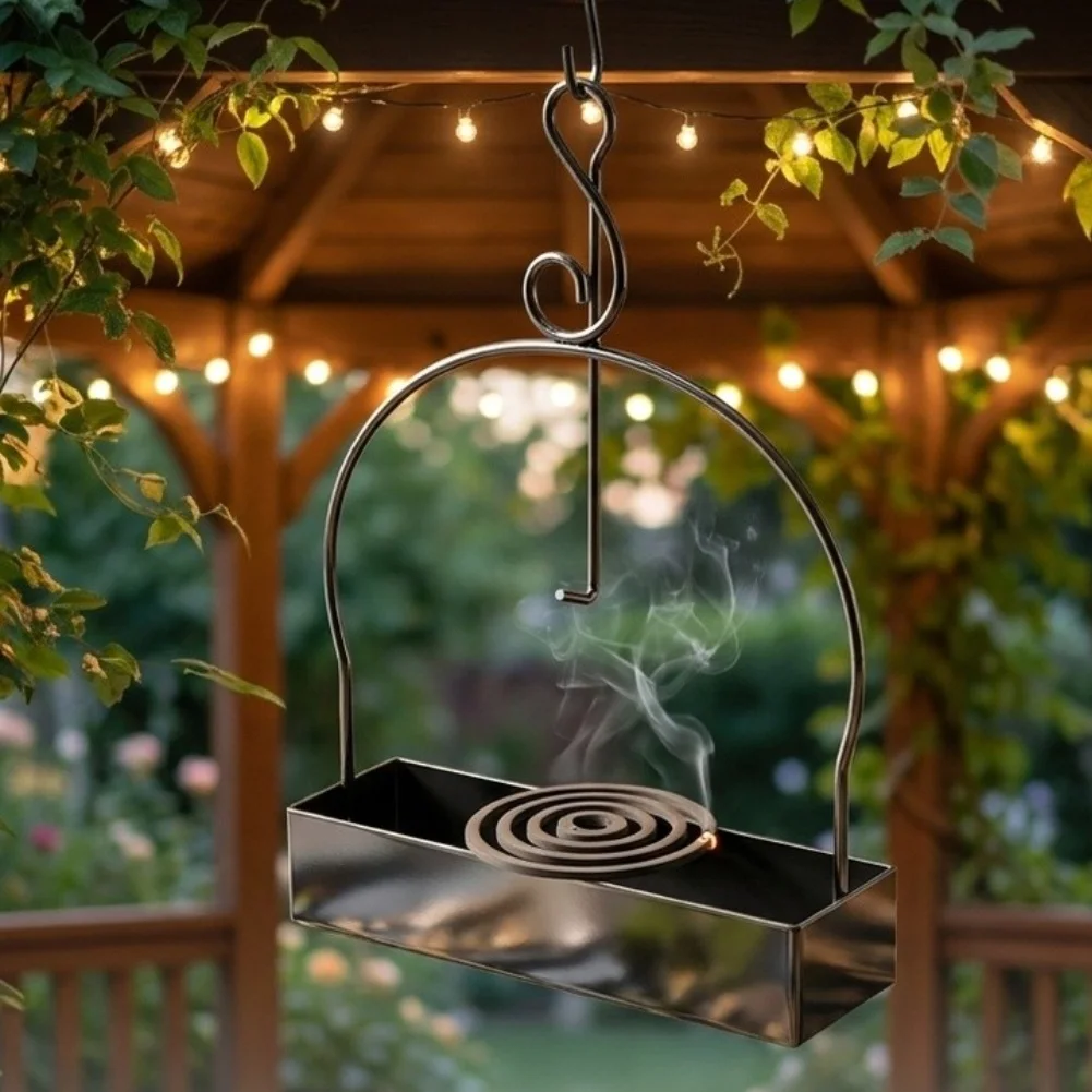 Matte Black Iron Incense Holder Shaped Like a Music Clef 21.5CM Tall with Detachable Ash Tray for Easy Cleaning