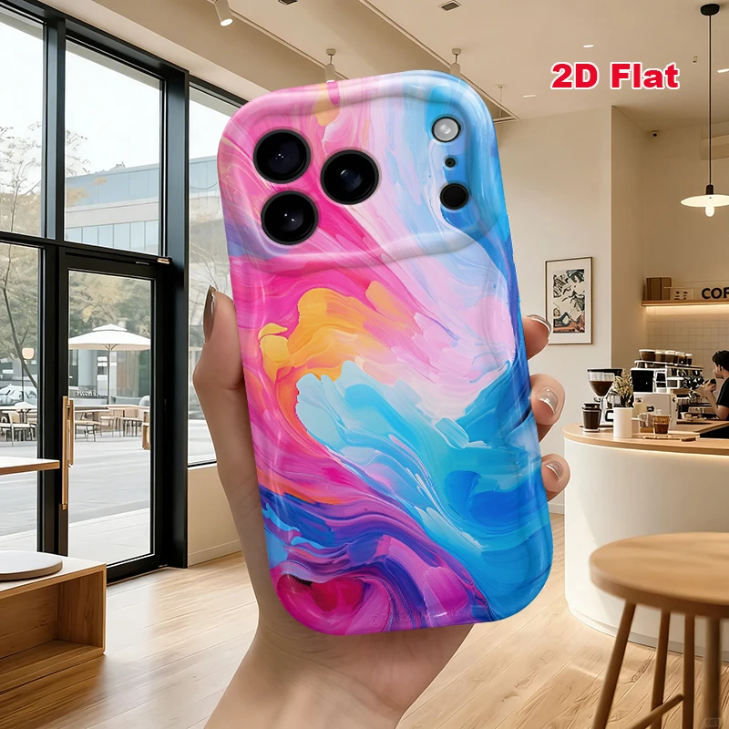2D Flat Soft Silicone Phone Case For iPhone 17 Pro Max 16 18 Pro 13 11 15 14 Plus 12 17 16E 17Promax Shockproof Transparent Funda Cover