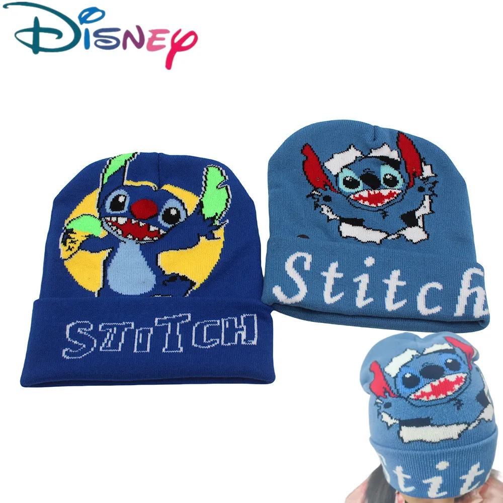 

Детские шапочки с вышивкой Disney Stitch, осенне-зимняя теплая шапка, хип-шапки для женщин и мужчин, сохраняющие тепло, шапки, зимняя шапка