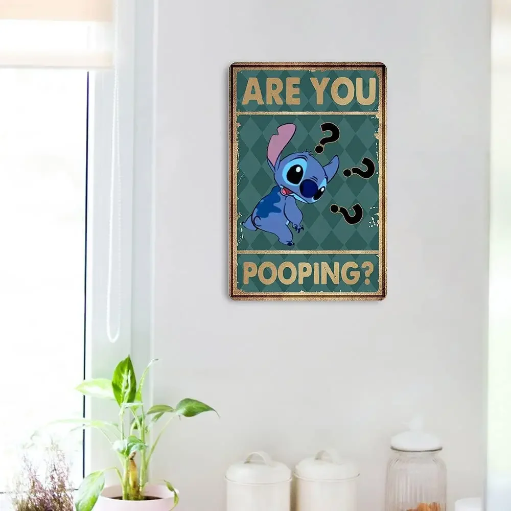 مضحك غرزة الحمام علامات ديكور تين تسجيل خمر أبواب الحمامات علامات للمنزل جدار الفن لطيف غرفة المرحاض تسجيل