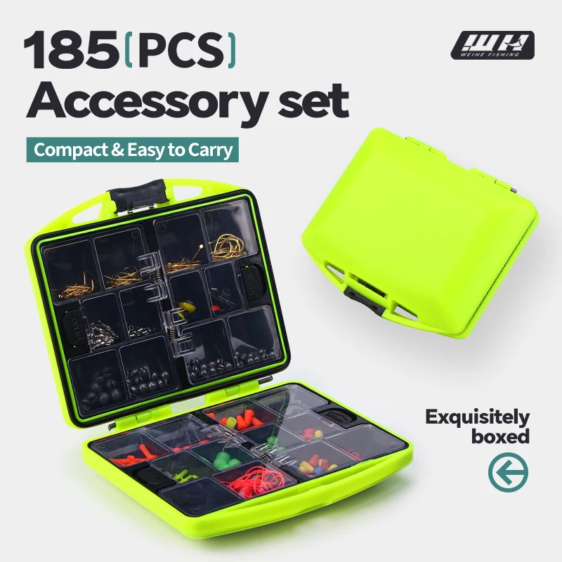 WEIHE 185pcs fishing accessories set box pesca peche fishing hook combo