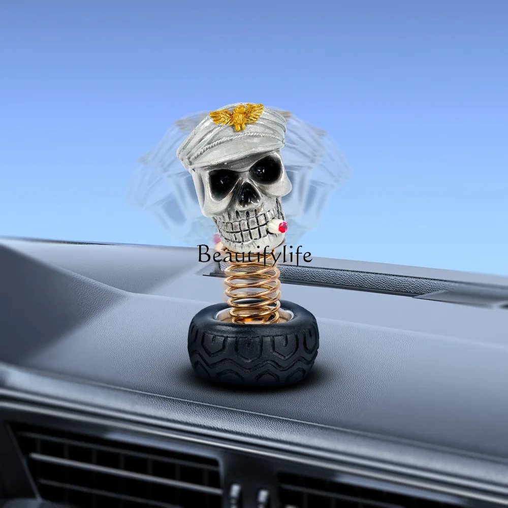*Car ornaments, car personalized decorations, skull ornaments automatically swing sunflowers, shake your head