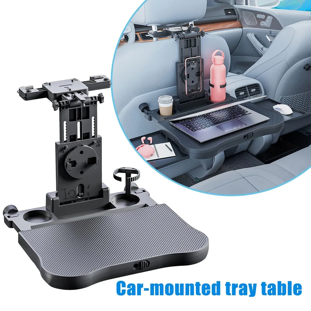 Car Travel Desk Multifunctional Seat Back Tray Table Adjustable Adult Kids with Cup Holder Laptop Stand Sturdy Work Dining