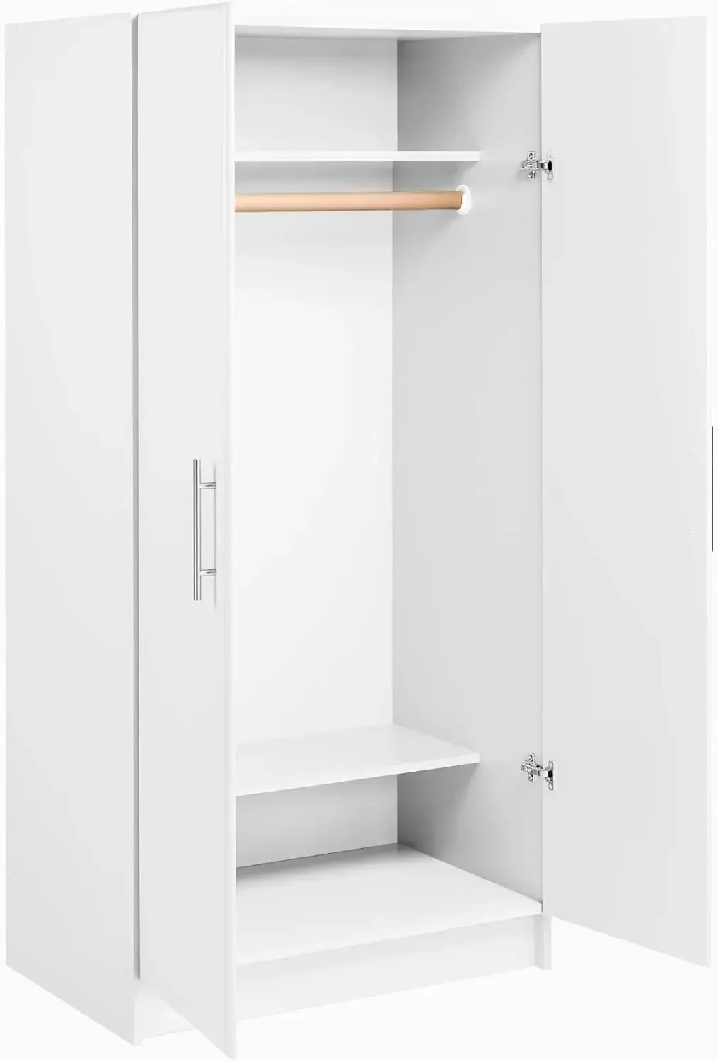 Elite 32"W x 35"H x 20"D White Wardrobe Closet & Cabinet - Functional Clothes Storage with Hanging Rail, Armoire Wardrobe