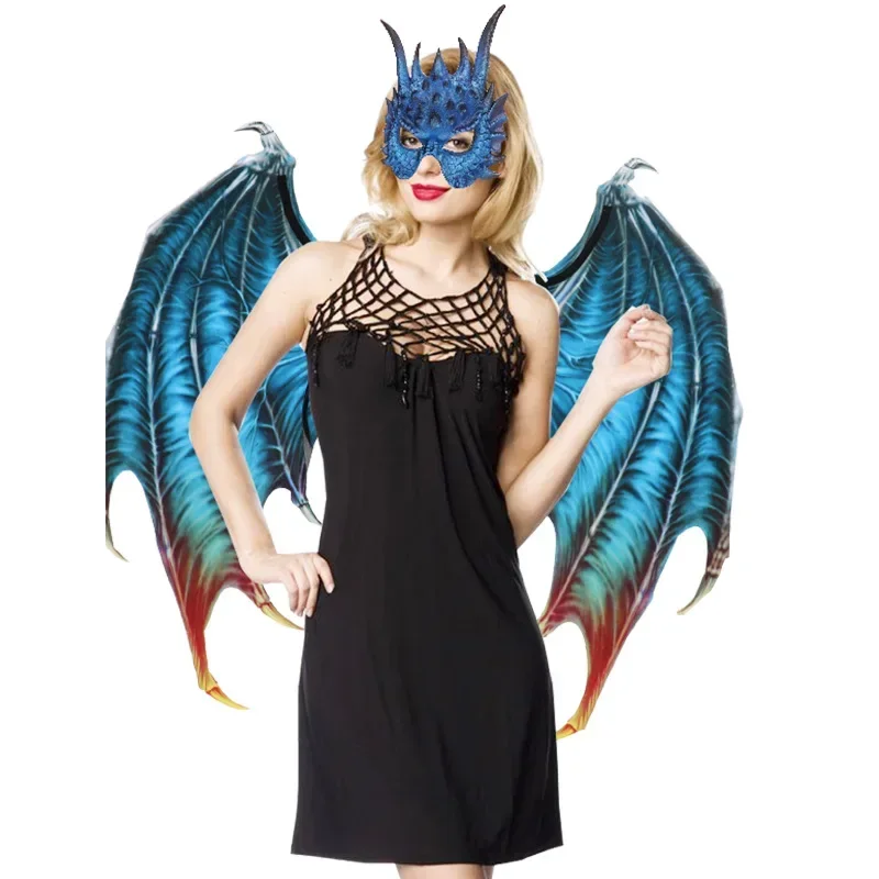 Masque de théâtre Dragon Wings pour hommes et femmes, ensemble d'ailes, costume de scène, cadeau mignon pour enfants, fête, accessoires de cosplay d'animaux, cadeau de carnaval