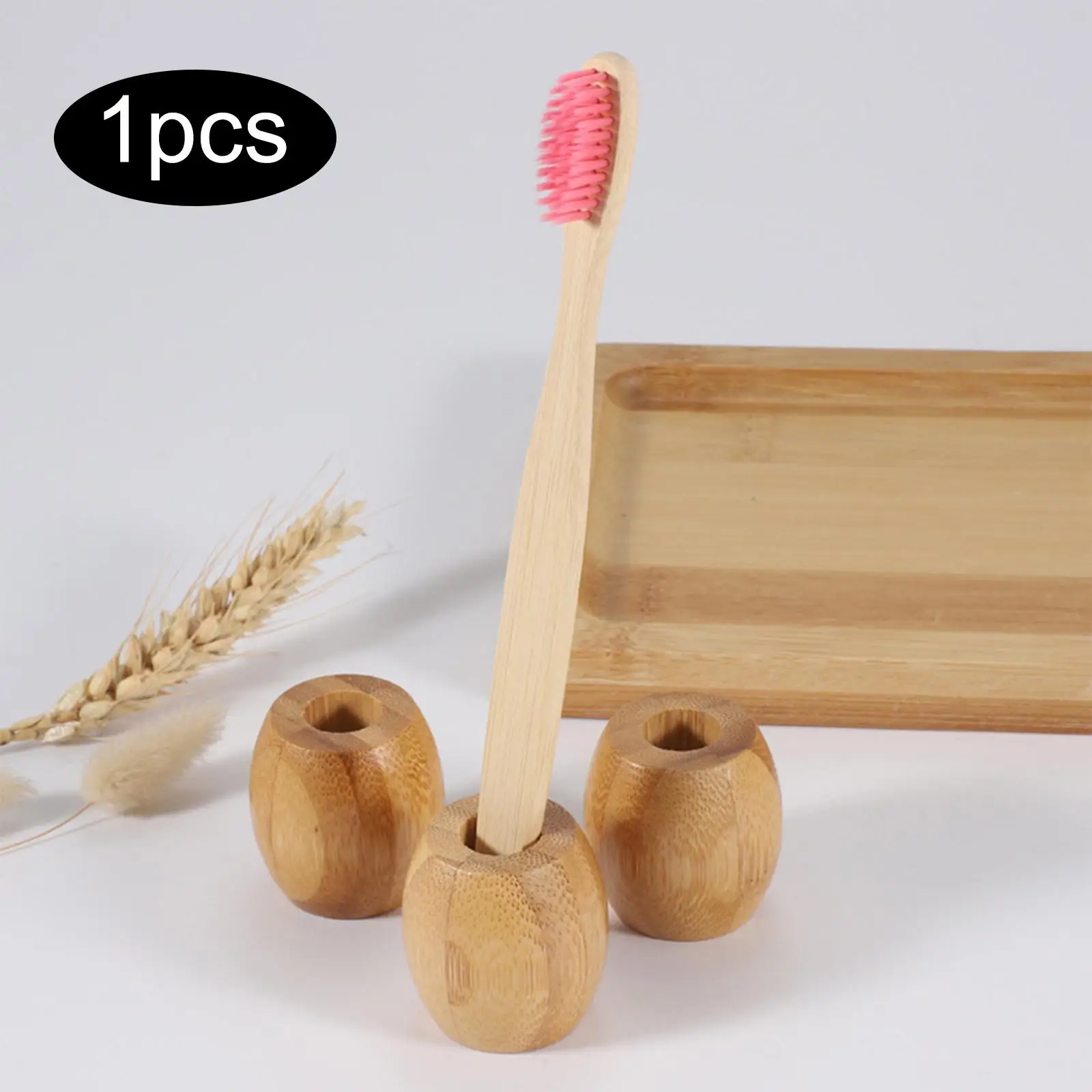 2-4 Pak pemegang sikat gigi bambu, dudukan pena kantor untuk rumah pertanian mandi