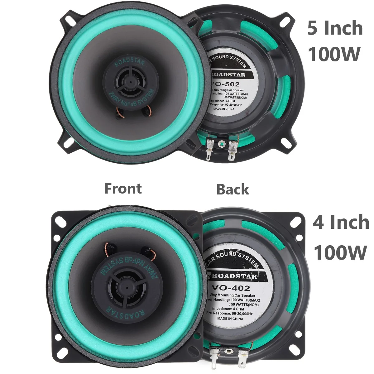 4 / 5Inch 100W Car HiFi Coaxial Speakers Universal Auto Audio Music Stereo Subwoofer Full Range Frequency Speakers