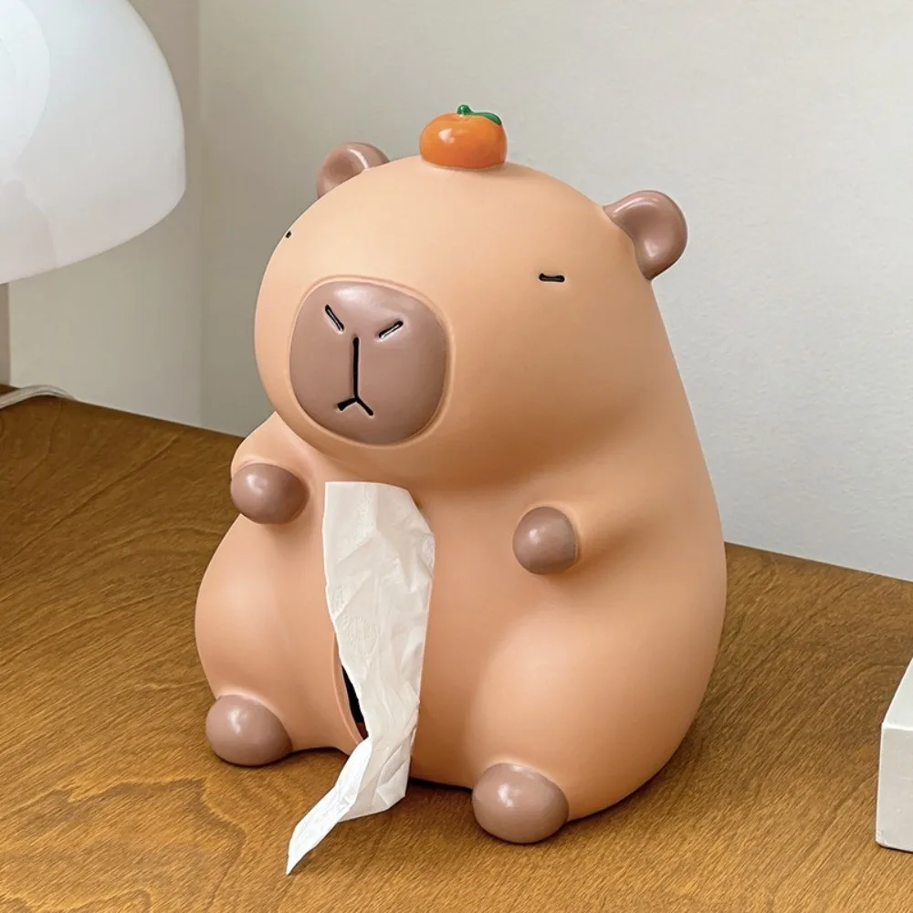 Figure Model Capybara Tissue Box Doll Toy Decorative Tissue Box Ornament Cartoon Anime Capybara Napkin Holder Home Decoration