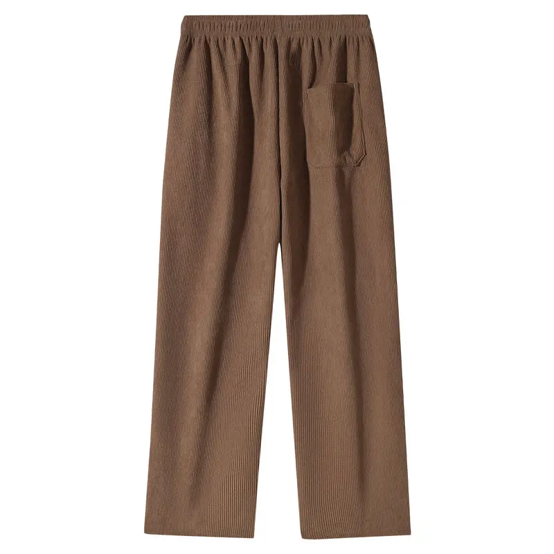 Winter Men's Corduroy Loose Solid Color Retro Trousers For Sports And Leisure Padded Sweatpants Pants Fleece Lined Man Thermal