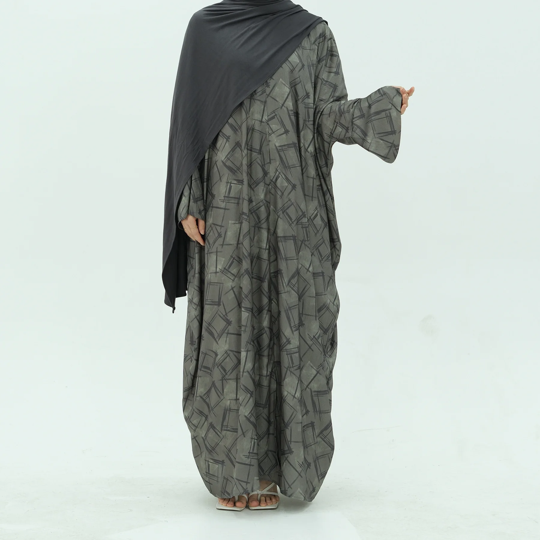 Luźny Drukowany Muzułmański Abaja Kimono Kardigan Codzienne Otwarty Abaja dla Kobiet Dubaj Luksusowy Islamski Kaftan Arabski Szlafrok Femme Musulmane