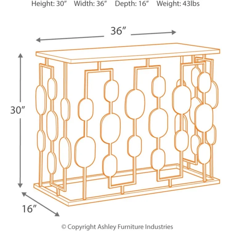 Консольный стол A4000047, 36 дюймов Ш x 16 дюймов Д x 30 дюймов в, с золотистой отделкой